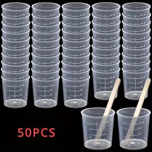 50Pcs 60ml (2oz) Plastic Graduated Measuring Cup Clear Epoxy Mixing Cup Epoxy, Stains, Mixed Paint