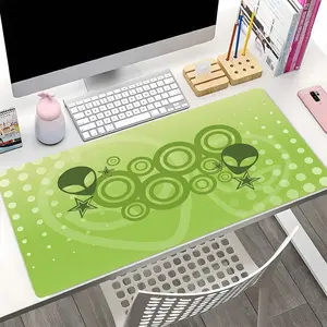 Retro Green Alien Pattern XXL Extended Gaming Pad, Sci-Fi Big Desk Mat with Anti-Slip Pad, Large Office & Gaming Mouse Pad, Good Gift for Family and friends