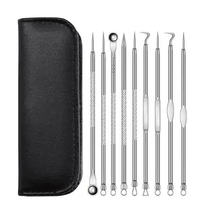 Comfort Blackhead Cleansing Pore Removal Skin Smoothing Kit with Storage Bag, 9 Counts/set Blackhead Cleaning Kit, Acne Pimple Popper Tool Kit, Hygiene Products, Acne Blackhead Tools, Blackhead Remover Tools
