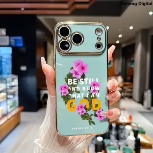 Be Still and know that I am God Psalm 46:10 Bible Verse Christian Religious Premium Elegance Luxury Golden Edge Electroplating Phone Case for iPhone 17 Pro Max Air 16 Plus 15 14 13 12 11 Cover