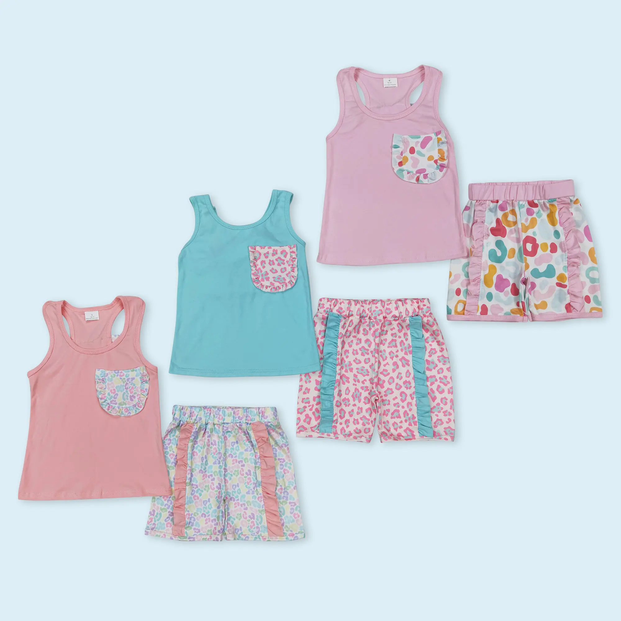 Leopard print kids girls summer clothes