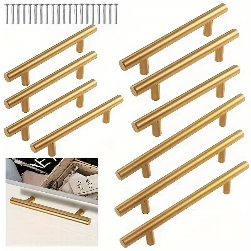 12pcs Modern Brushed Stainless Steel Cabinet Door Handles, Easy Installation, Durable Metal Hardware for Kitchen Bathroom Office