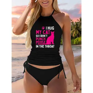 I Hug My Cat So I Don't Punch People - Cat Lover Two Piece Swimsuit