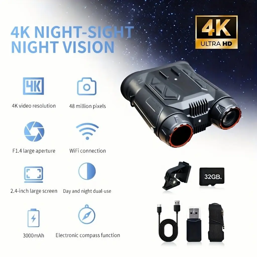 NIGHTSIGHT Night Vision Binoculars - Digital Zoom HD Infrared Binoculars, Ideal for Sports, Camping, Hiking, Digital Zoom Binoculars