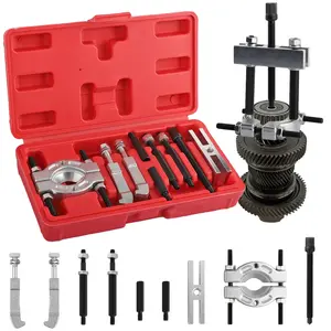 Garage Essential Mini Bearing Separator 9‑Piece Puller Kit Cr‑V Steel Gear & Wheel Remover Tool with Yoke Extensions 2‑Jaw Blind Hole Shaft Fittings Extraction Set Heavy Duty Automotive Repair Tool for Steering Pul