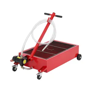 GARVEE 25GAL Oil Drain Pan with 180W Electric Pump, 12V Metal Oil Change Pan Cart Featuring 8FT Hose & Folding Handle for Cars, SUVs, Trucks, Buses, RVs - Durable Red Design