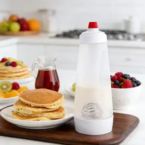 Pancake Batter Dispenser, Pancake Mixer Dispenser with BlenderBall for Pancakes, kitchen bottle, Waffle, Muffins, Qatayef, Cupcakes, and more (1 pack)