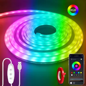 LED Neon Rope Lights, RGB LED Light Strip, 5V Music Sync App/Remote Control DIY Rope Light, IP67 Waterproof Gaming LED Neon Strip Lights for Bedroom Indoor Oudoor Decor home party decoration