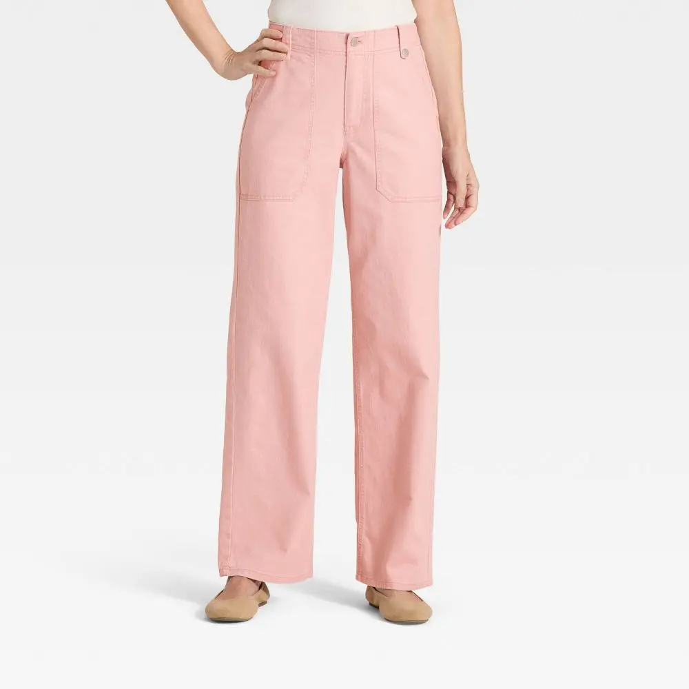 Women's Mid-Rise Straight Leg Cargo Pants - Universal Thread Pink