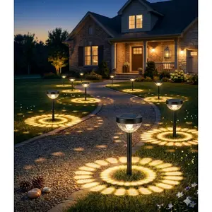 10-Pack Solar Lights Outdoor, Auto /Off 3000K LED Solar Garden Lights for Pathway, Yard, Patio, Walkway, Flower Bed, Halloween Christmas Landscape Lighting, IP65 , Flag Lights