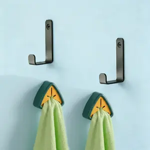 Four-Piece Wall Hook Set, 2 Steel Hooks with Screws, 2 Adhesive Towel Racks, Ideal for Bathroom, Kitchen, Door, Closet, Space-Saving Storage