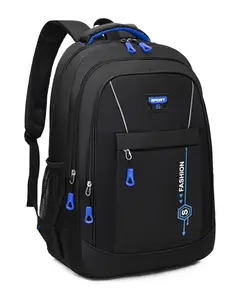 Blue Colorblock Sports Backpack, Durable Backpack, Trendy Backpack, Large Capacity Student Bag, Multi-Layer Business Laptop Bag, Reflective Straps, Breathable Mesh Shoulder Strap, School Backpack