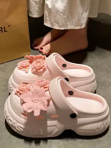 Summer New Korean Sweet Style Holey Shoes for Women, Slippers Look Like Boots, Eva Outdoor Fashion, Thick Sole Height Increase, Comfortable Beach Sandals