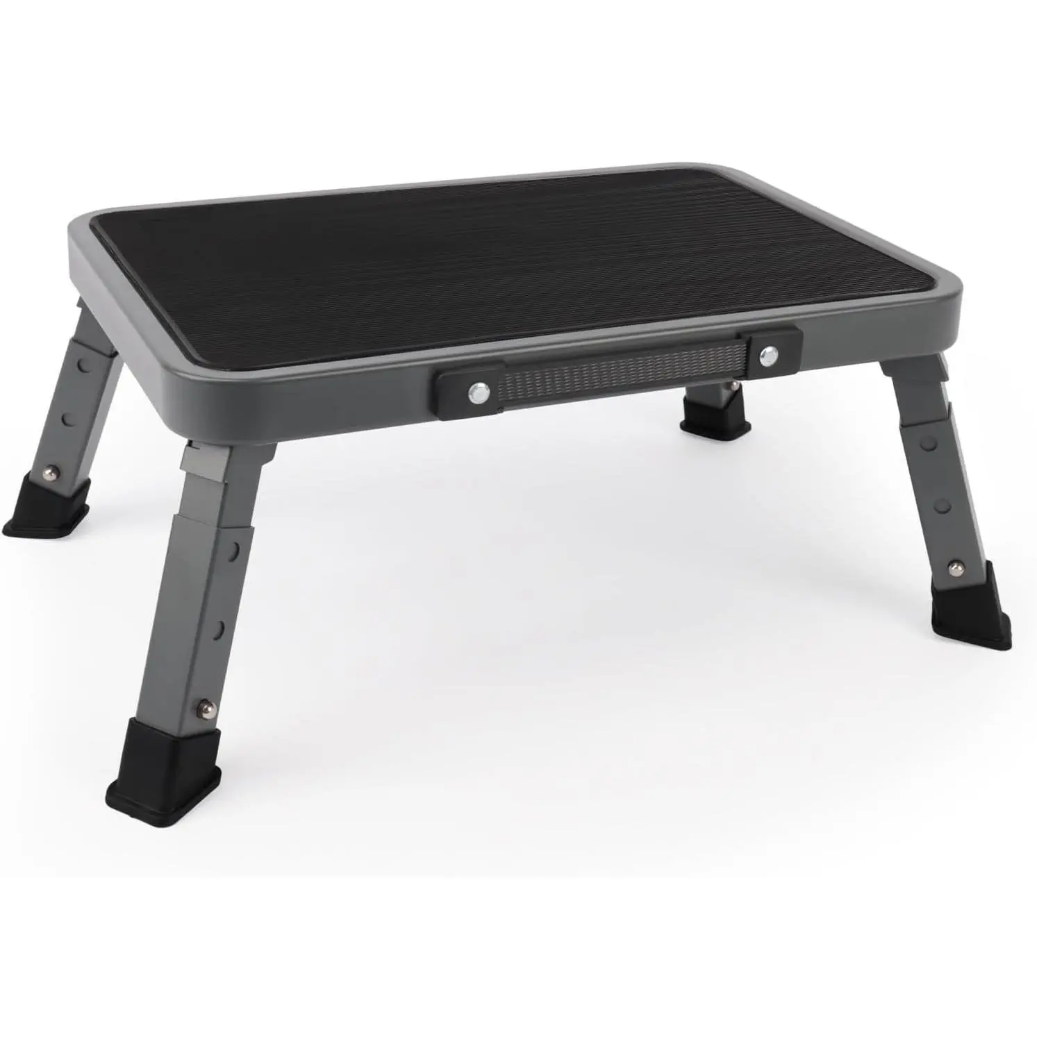 Folding Step Stool, Adjustable Step Stool with Non-Slip Platform, 500 Lbs Capacity, Step Ladder for Adults or  in Kitchen, Bathroom, RV, Camping, Office, Black