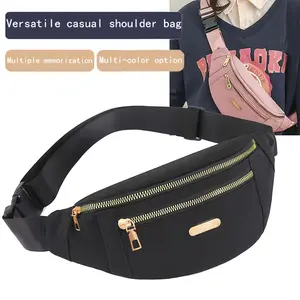 Unisex waist bag with adjustable shoulder strap - lightweight crossbody bag, zipper closure, nylon material suitable for cycling, fitness, travel - compact everyday bag for men and women (zipper direction adjustable), multifunctional fashion accessory,
