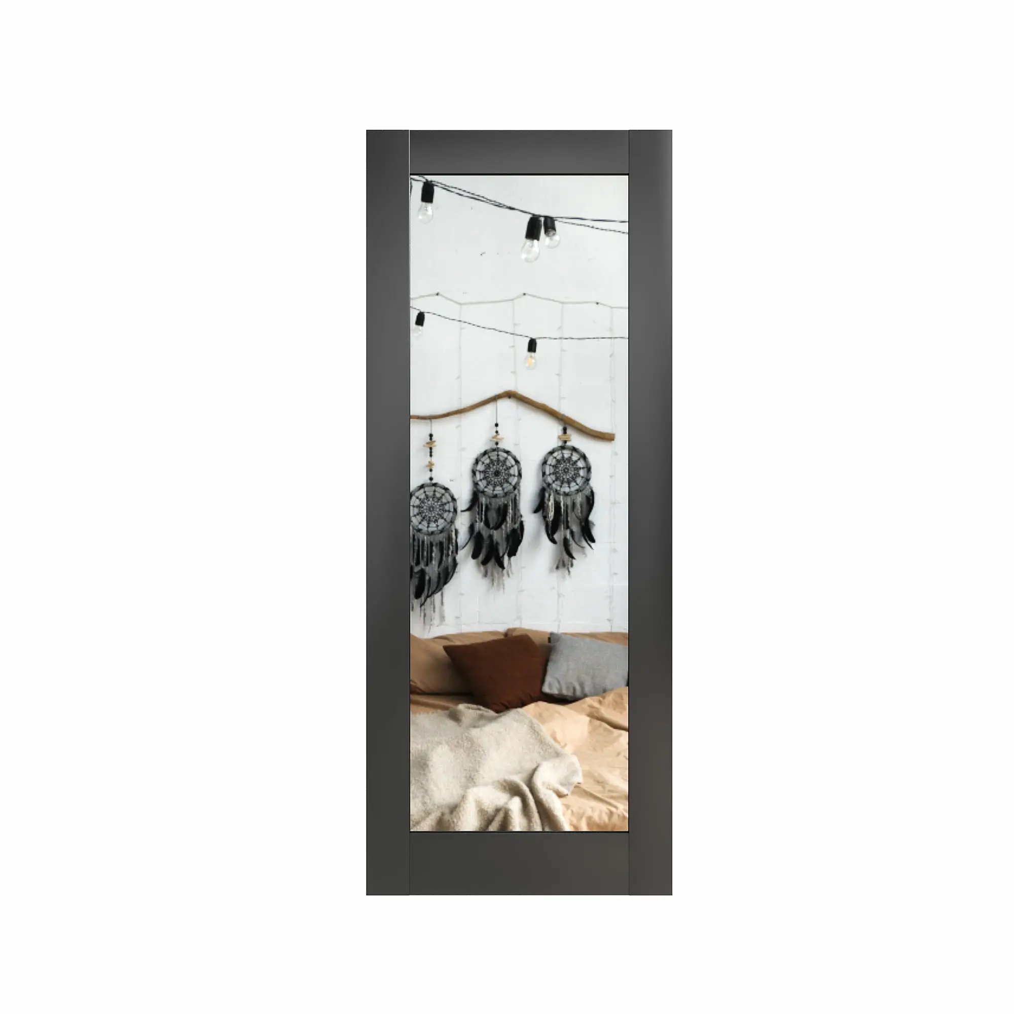 Black Primed 1-Lite Mirrored Solid Wood Slab Interior Door - Pre-Assembled French Slab Door for Pantry, Bathroom - No Hardware Included, Mirrored Doors