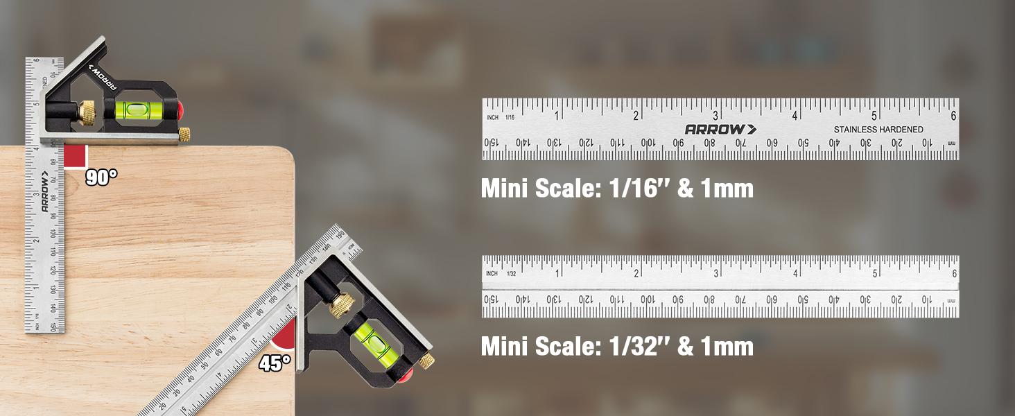 #backtoschool Arrow Combination Square, Combo Square with Stainless Steel Ruler, Zinc Alloy Body and Bubble Level for Carpenters and Craftsmen #backtoschool Arrow Combination Square, Combo Square with Stainless Steel Ruler, Zinc Alloy Body and Bubble Level for Carpenters and Craftsmen