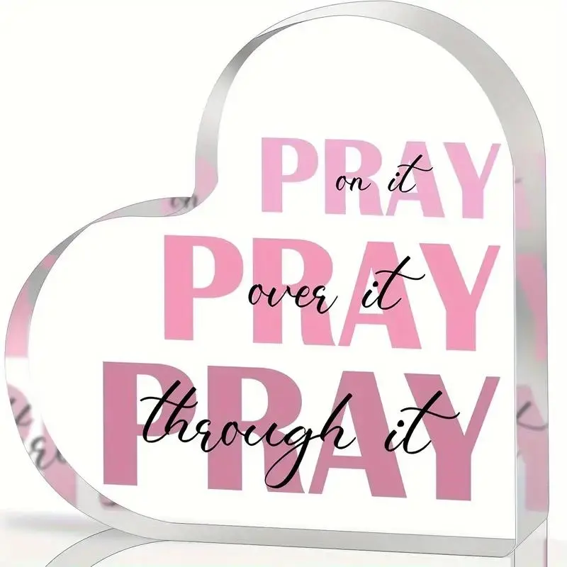 Heart Shaped Acrylic Prayer Sign, 1 Count Inspirational Acrylic Sign Ornament, Prayer Gifts for Women, Religious Decorations, Home Decor Products, Acrylic Plaque Sign