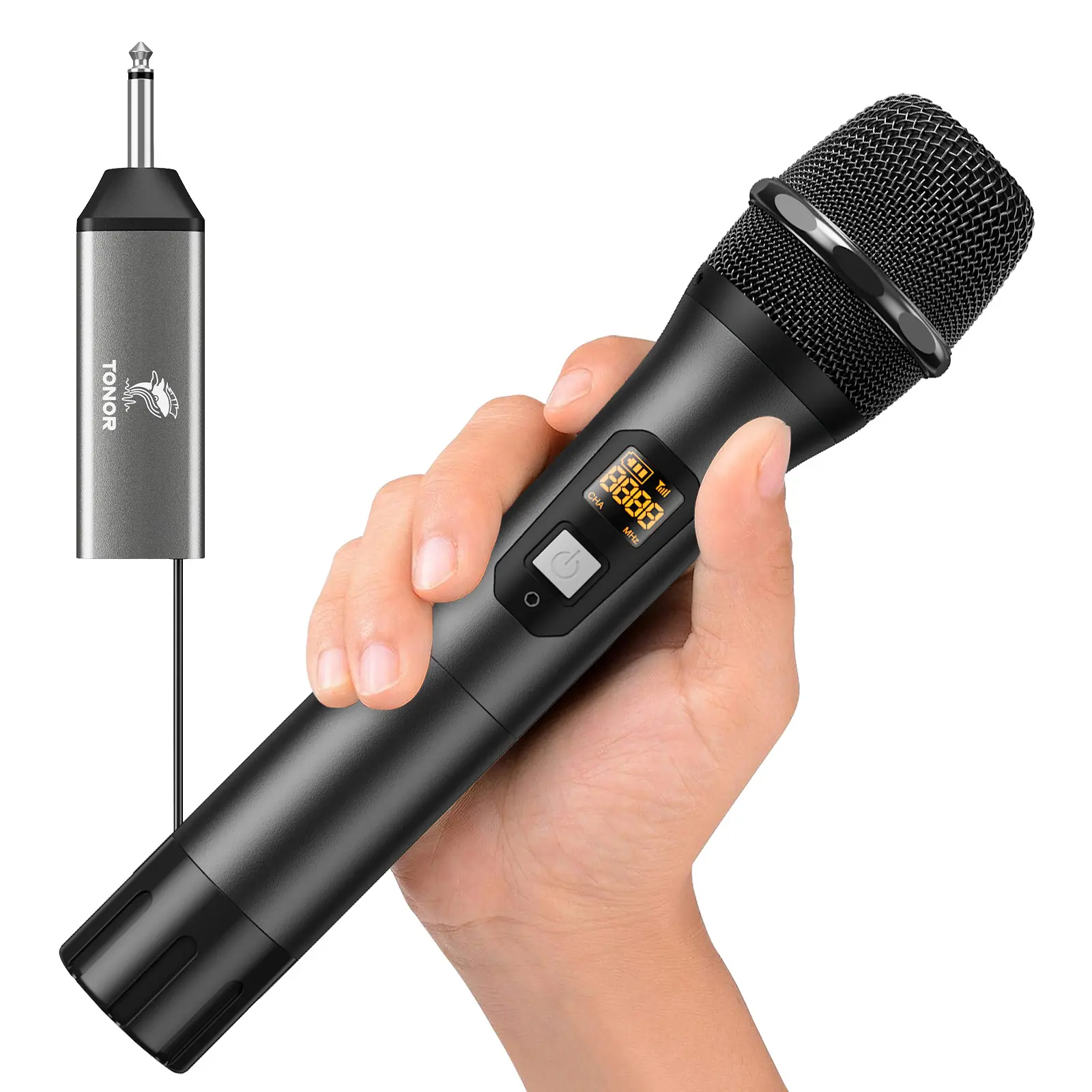 TONOR UHF Wireless Handheld Microphone System with Rechargeable Receiver, Cable, Adjustable Metal Body, Recording Function, Portable USB Charging for Karaoke, Party, Speech