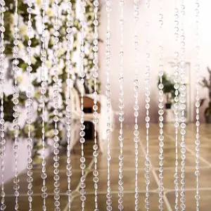 8ft Crystal Diamond Beaded Curtain with Plastic Rod and Adjustable Hooks, Window Curtains, Door Curtains
