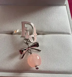 Pre-owned Dior Silver and Pink Toned Ring with Charm