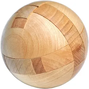 6cm Wooden Puzzle Ball - 3D Brain Teaser Educational Toy with Problem-Solving Skill-Building, Decor Craft Ornament, Toys for Grown Ups, Holiday Gift Item