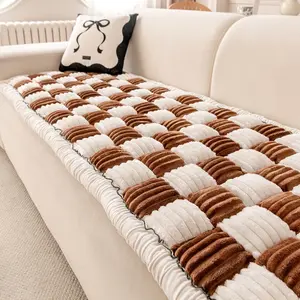Thick Plush Chessboard Pattern Sofa Cushion, Soft Decorative Pillow for Home & Pet-Friendly Spaces, Classic Design, Fashionable Furniture Accessory, Washable Cushions, Durable Cushions
