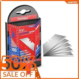 DIYSELF Utility Knife Blades 100 Pack, Box Cutter Blades Refills with Dispenser, Razor Blades Utility Knife Replacement Blades, Utility Blades for Box Cutter, Razor Knife Blades, Box Knife Blades