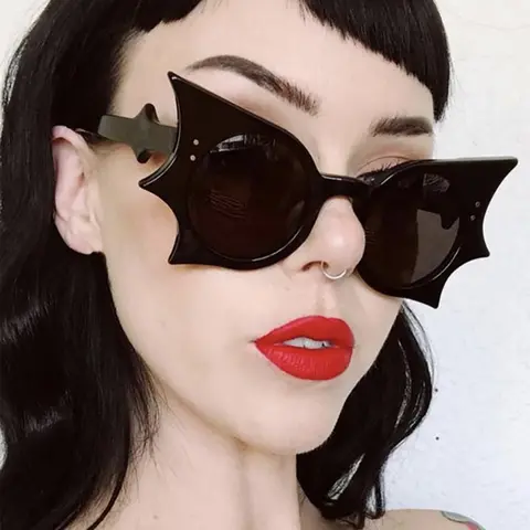 Halloween Themed Bat Design Sunglasses, Fashionable Sunglasses for Women & Men, Fashion Accessories for Party, Daily Clothing Decor, Gift