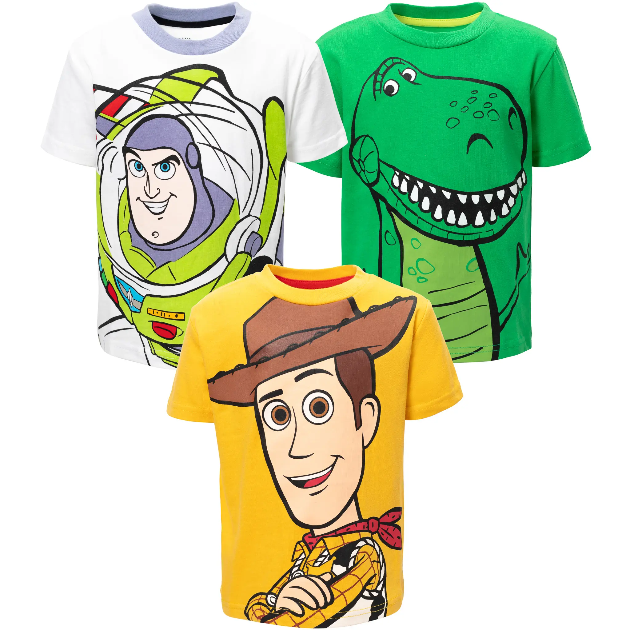 Disney Boys' Toy Story T-Shirts, 3-Pack Short Sleeve Graphic Crewnecks in Casual Jersey Knit for Toddler to Big Kids, Casual Wear, Character Prints, Round Neck, Toddler Fit