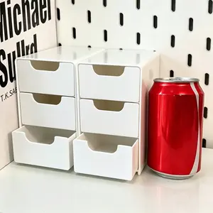 Stackable Storage Box Organizer, Dustproof Cosmetic Drawer Unit, Ideal for Desktop Organization, 6 Compartments Design, Multilayer Storage, Container
