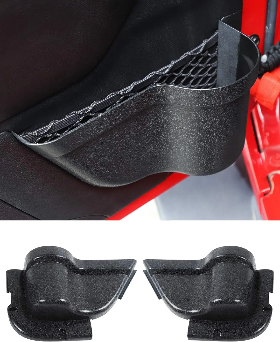 Front Door Storage Pockets, Door Side Insert Organizer Box for 2011-2018 Jeep Wrangler JK JKU 2/4 Door, Interior Storage Expansion Accessories, Black, 2 PCs, Car Storage Organizers Car Seat Decorative