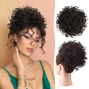Big Size Short Messy Bun Hair piece Ponytail Extension for Women Elastic Drawstring Loose Wave Curly Scrunchies Synthetic Hair Extensions Hair Bun for Women Daily Use