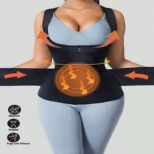Women's Sporty Waist Cincher Belt, Dual Zipper Backless Vest, Sweat-Wicking, Daily & Workout Wear, Recovery Top, Shapewear, Waist Trimmer Cincher