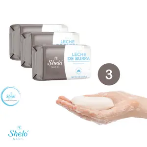 Shelo Nabel Body Facial Body Jabon Leche de Burra - 3/pc de 3.5 oz each