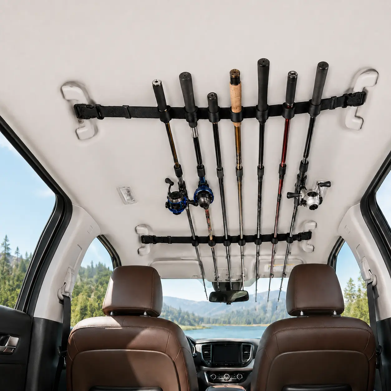 Roof Mount Car Fishing Rod Holder, Vehicle Fishing Gear Storage Organizer with Interior Fixing Functionality
