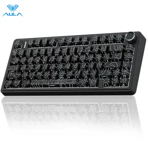 [New Coulor]AULA F75 Pro Wireless Mechanical Gaming Keyboard,75% Gasket Hot Swappable Custom Keyboard,RGB Backlit,Pre-lubed Reaper Switches,Side Printed PBT Keycaps,2.4GHz/USB-C/BT5.0 PC Accessories Office Creamy Budget Keyboards TikTokShopfalldealsforyou