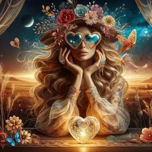 DIY 5D Diamond Painting Kit with Beach Beauty Theme Art Heart, Full Drill Mosaic Craft for Home Wall Decor, Gift Idea 40x40cm