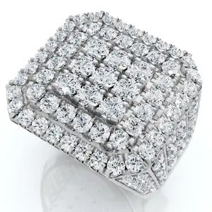 5Ct TW Men's Round Diamond Pave Ring Gold Lab Grown