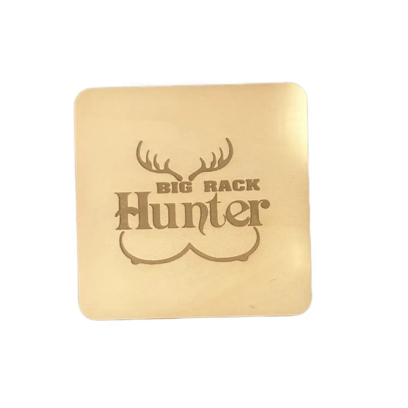 Big Rack Hunter Square Coaster - Gold Finish with Deer Antler Design for Barware and Drink Protection