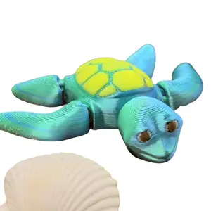 Glow in the Dark Sea Turtle 3D Printed Articulating Fidget Toy with Glow-in-the-Dark Shell - High-Quality 3D Printed with Durable PLA Filament