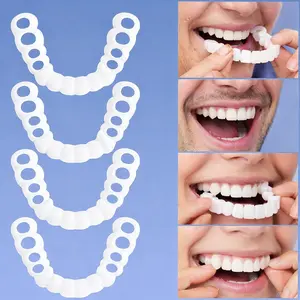 【3 PACK】Cosmetic Smile Cover for Teeth - Instant Visual Look Enhancer - Non-Medical Snap-On Veneers for Photo-Ready Appearance - Soft Flexible Fit Over Upper Teeth - Reusable Easy Moldable Accessory