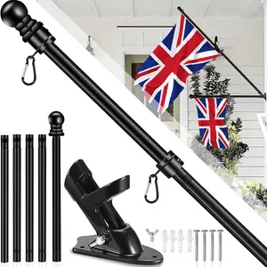 Flagpole Kit for Outdoor House, Stainless Steel Wall-Mounted Flagpole with Stand & Ring, Porch Garden Patio Use, 5 Feet Tall, Residential