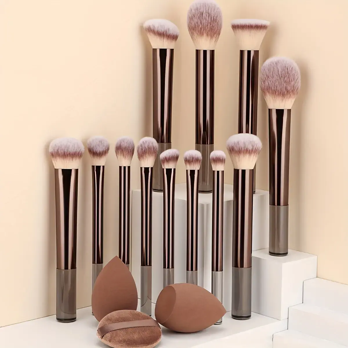 Professional Makeup Brushes Kits for Women, 15pcs/set Including Compact Brush & Sponge & Powder Puff, Aesthetic Brushes Blender Sponge Brushes, Makeup Brushes Set, Makeup Product, Soft Makeup Brushes Set, Blending Brush, Cosmetic Brush Set