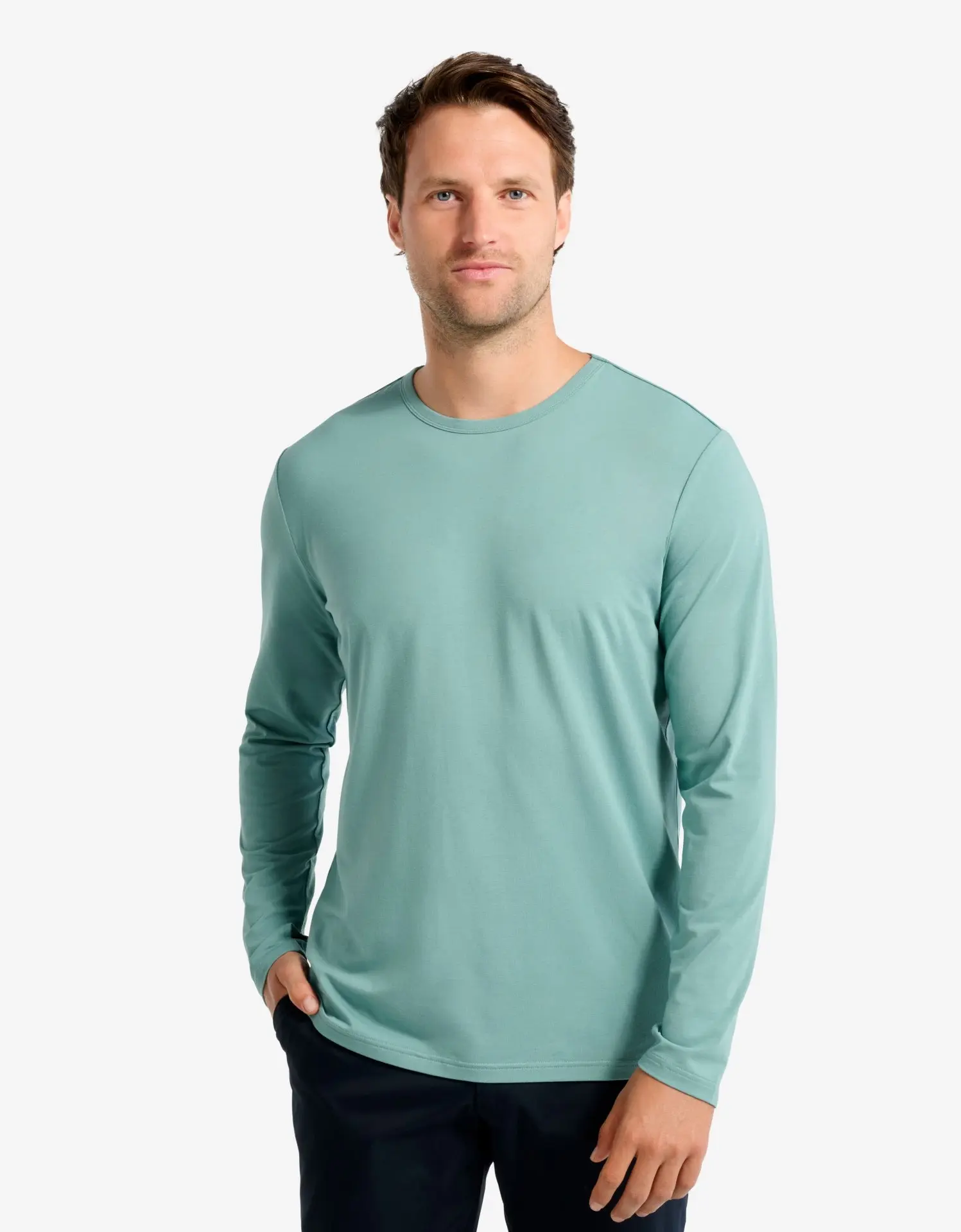 Men's Long Sleeve T-Shirt - UPF 50+, Natural Fabric, Sun Protection, Menswear Outdoor Top, Longsleeves, Soft