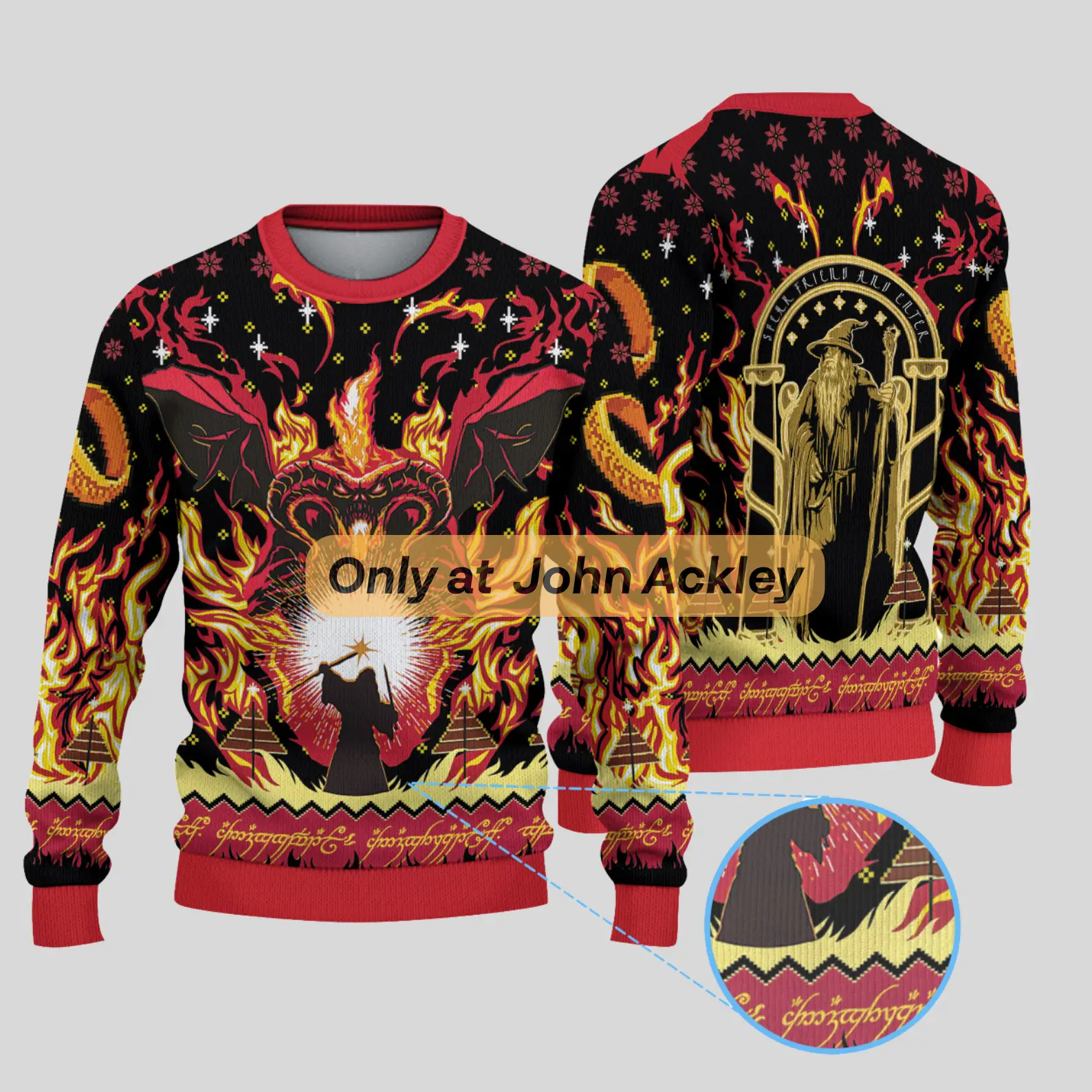 You Shall Not Pass Galdalf Balrog Ugly Sweatshirt for Men Women, Lord Of The Rings Holiday Sweater,  LOTR Ugly Sweater, Christmas Gift