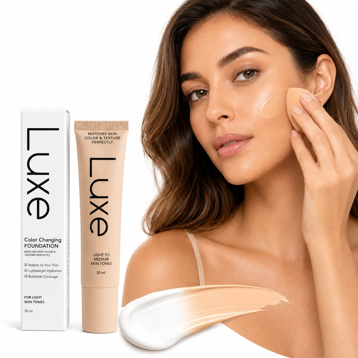 Color-Changing Liquid Foundation for a Natural Dewy Look, Hydrating Makeup with Buildable Coverage & 12-Hour Wear for Adults, Light to Medium Skin