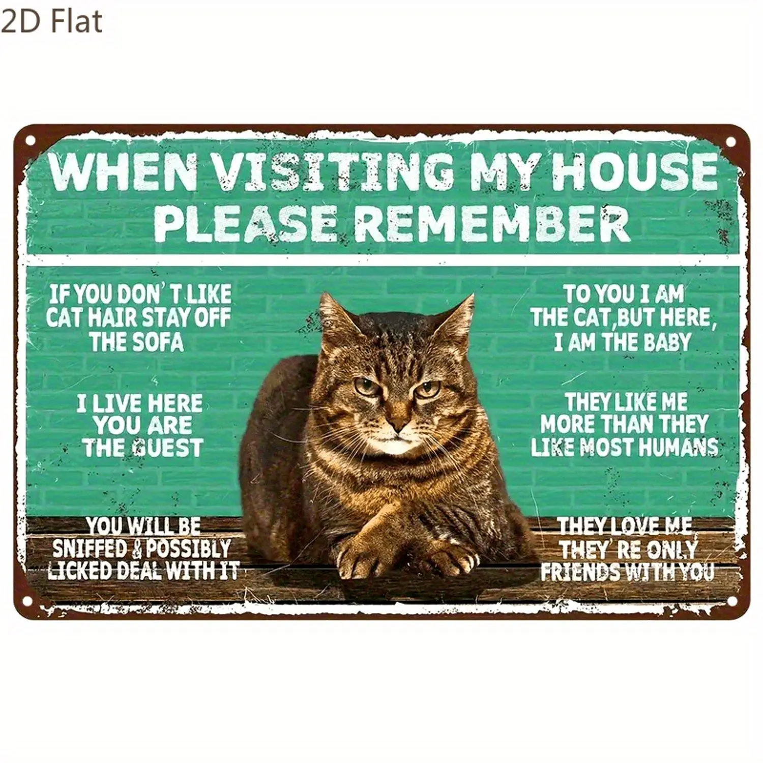 Metal Artwork Prints Featuring When Visiting My House Please Remember Cats Metal Art Original Tin Poster Thick Tinplate Vintage Style Decorative Wall Plaques