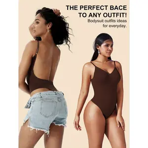 2pc Women's Backless Thong Bodysuit Tummy Control Invisible Shapewear - Seamless Waist Shaping for Under Dresses and Shapewear & Wedding TE211
