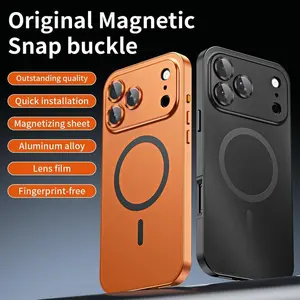 Alloy Aluminum Frame with MagSafe Magnetic PC Backboard, Phone Case for iPhone 17 Pro Max 17 Air 17Pro 16 15 14 Pro Max, Ultra Thin Phone Cover with Full Coverage Lens Protector, Wireless Charging Durable Shockproof, Protective Case Accessories